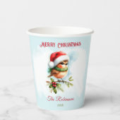 Schattigee Robin in Santa Hat Classic Christmas Papieren Bekers (Achterkant)