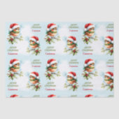 Schattigee Robin in Santa Hat Kerst Kinder Naam Te Tissuepapier (Voorkant)