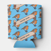 Schattigee Robin Natuur Lover Retro Pixel Art Patt Blikjeskoeler (Achterkant)