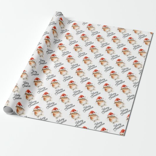 Schattigee Robin Redbreast Feestelijke Wildlife Ke Cadeaupapier (Uitgerold)