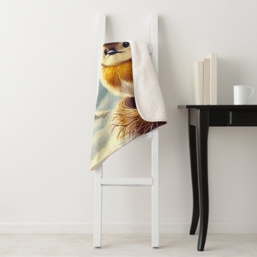 Schattigee Robins, Frozen Christmas Sherpa Deken (In situ)