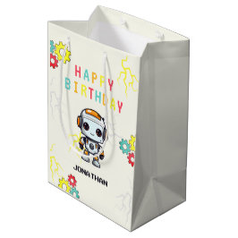 Schattigee Robot Boy Verjaardag Gift Bag Medium Cadeauzakje