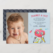 Schattigee robot | Flat dank u fotokaart Bedankkaart (Voorkant / Achterkant)