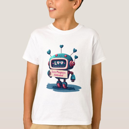 Schattigee Robot Happy Valentijns T-shirt Liefde T (Voorkant)