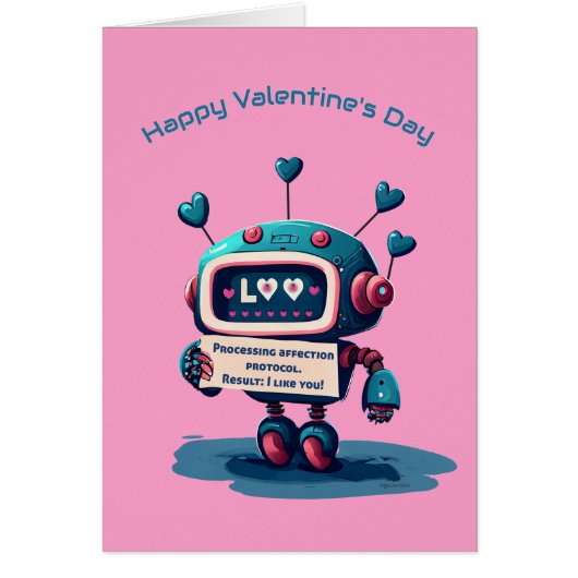 Schattigee Robot Happy Valentines Day - Ik vind je (Voorkant)