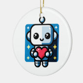 Schattigee Robot Holding Heart - Schattige liefde  Keramisch Ornament (Links)