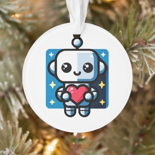 Schattigee Robot Holding Heart - Schattige liefde  Ornament (Boom)