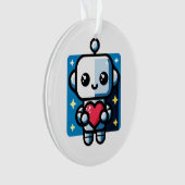 Schattigee Robot Holding Heart - Schattige liefde  Ornament (voorkant)