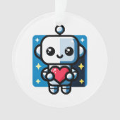 Schattigee Robot Holding Heart - Schattige liefde  Ornament (voorkant)