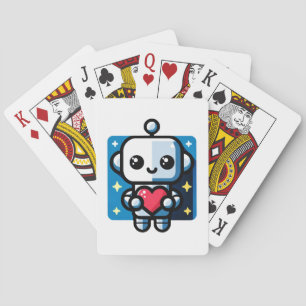 Schattigee Robot Holding Heart - Schattige liefde  Pokerkaarten