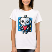 Schattigee Robot Holding Heart - Schattige liefde  T-shirt (Voorkant)