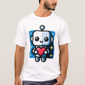 Schattigee Robot Holding Heart - Schattige liefde  T-shirt (Voorkant)