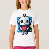 Schattigee Robot Holding Heart - Schattige liefde  T-shirt (Voorkant)