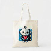 Schattigee Robot Holding Heart - Schattige liefde  Tote Bag (Voorkant)