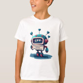 Schattigee robot Ik hou van je tekst, leuk, cool T-shirt (Voorkant)