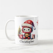 Schattigee Robot Kerstwinter Feestdagen gepersonal Koffiemok (Links)