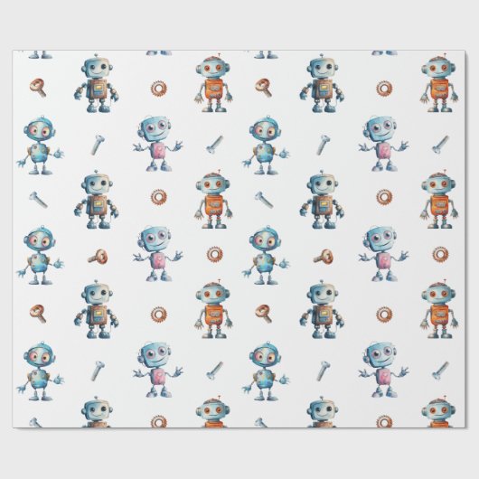 Schattigee Robot Kinder Robotic Cadeaupapier (Vlak)