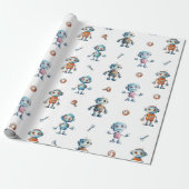 Schattigee Robot Kinder Robotic Cadeaupapier (Uitgerold)