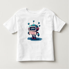 Schattigee Robot met blauwe harten Valentijnse  Te Kinder Shirts