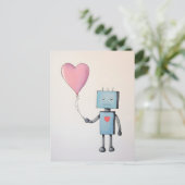 Schattigee robot met hartballon Poster Briefkaart (Staand voorkant)