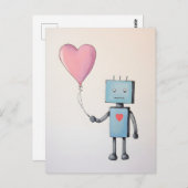 Schattigee robot met hartballon Poster Briefkaart (Voorkant / Achterkant)