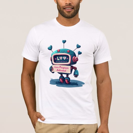 Schattigee Robot met Liefde Valentijnse T - shirts (Voorkant)