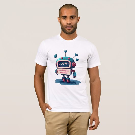 Schattigee Robot met Liefde Valentijnse T - shirts (Voorkant volledig)