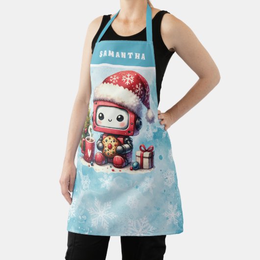 Schattigee Robot Monogrammed Blue Christmas Schort (Insitu)