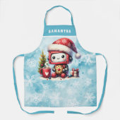 Schattigee Robot Monogrammed Blue Christmas Schort (Voorkant)