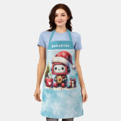 Schattigee Robot Monogrammed Blue Christmas Schort (Gedragen)