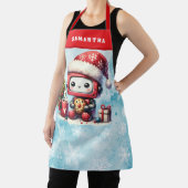 Schattigee Robot Monogrammed Blue en Red Christmas Schort (Insitu)