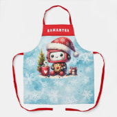 Schattigee Robot Monogrammed Blue en Red Christmas Schort (Voorkant)