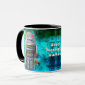 Schattigee Robot Retro  Cool Goedemorgen Mens Mok (Voorkant links)