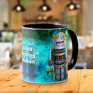 Schattigee Robot Retro Cool Goedemorgen Mens Mok