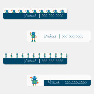 Schattigee Robot School Class Lunch Naam Nummer La Labels