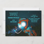 Schattigee Robot Sinaasappel Blauw Verjaardag Kaart (Voorkant)