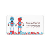 Schattigee Robot Thema Bruiloft Etiket (Voorkant)