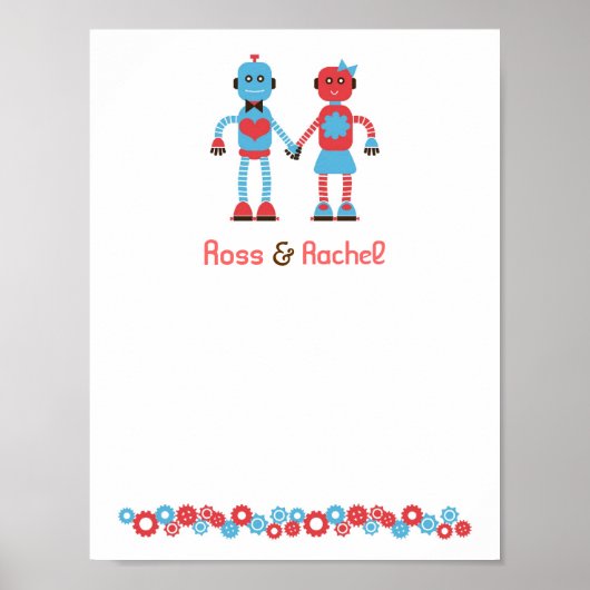 Schattigee Robot Thema Bruiloft Poster (Voorkant)