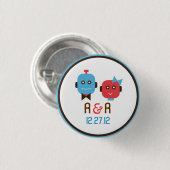 Schattigee Robot Thema Bruiloft Ronde Button 3,2 Cm (Voorkant /achterkant)