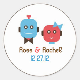 Schattigee Robot Thema Bruiloft Ronde Sticker