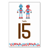 Schattigee Robot Thema Trouwtafel Nummer Kaart (Voorkant)