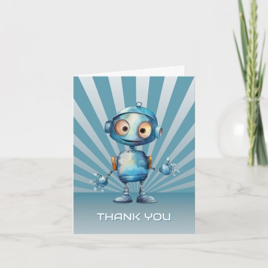 Schattigee Robot Thema Verjaardag Dank u Bedankkaart (Voorkant)