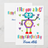 Schattigee Robot Valentijnsdag Classroom Feestdagenkaart (Voorkant / Achterkant)