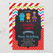 Schattigee Robot verjaardagsfeestje uitnodiging (Voorkant / Achterkant)