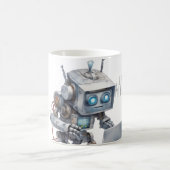 Schattigee robotcodering met een laptop koffiemok (Center)