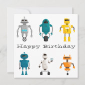 Schattigee Robots Droids Happy Birthday Feestdagenkaart (Voorkant)