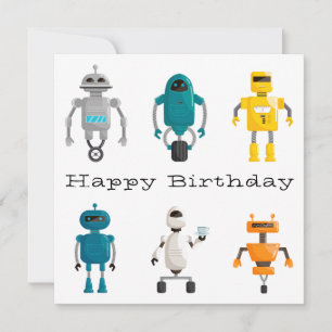 Schattigee Robots Droids Happy Birthday Feestdagenkaart