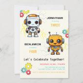 Schattigee Robots Futuristische Jongens Gezamenlij Kaart (Voorkant)