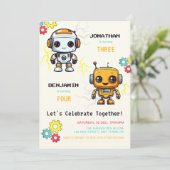 Schattigee Robots Futuristische Jongens Gezamenlij Kaart (Staand voorkant)