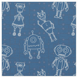 Schattigee robots op Classic Blue Stof